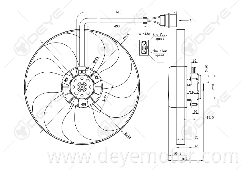 6E0959455A 1J0959455B radiator cooling fan for A3 VW POLO GOLF SKODA OCTAVIA SEAT